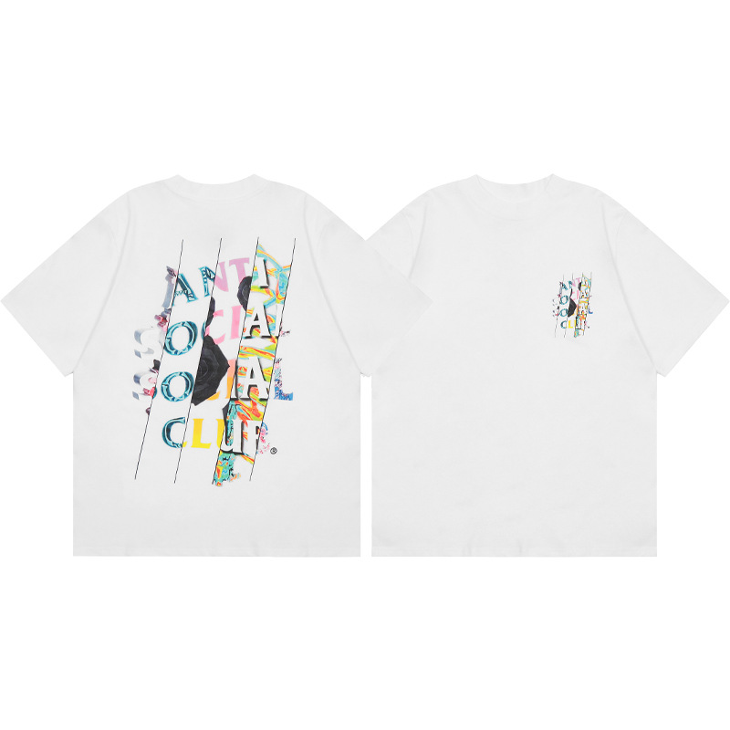 Versión correcta ASSC Club de dibujos animados relámpago impresión conjunta cuello redondo de los hombres Jersey pareja manga corta Camiseta moda