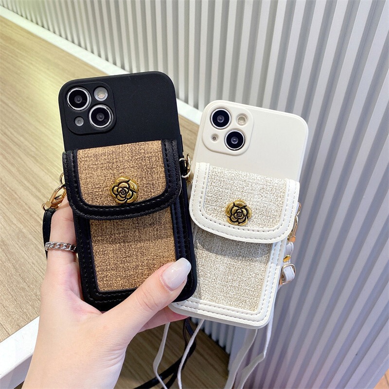 Apple 16 Crossbody 13-Style 15 Women's Light Luxury Camellia Card Holder Suitable for iPhone 16 Pro Max Phone Case 7/8P Apple 16 Crossbody 13-Style 15 Women's Light Luxury Camellia Card Holder Suitable for iPhone 16 Pro Max Phone Case 7/8P