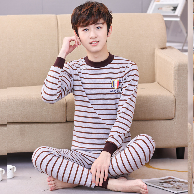 Ropa de otoño para jóvenes pantalones largos conjunto de algodón mediano y niños grandes ropa interior cálida para niños suéter de algodón suéter de los hombres pantalones de algodón