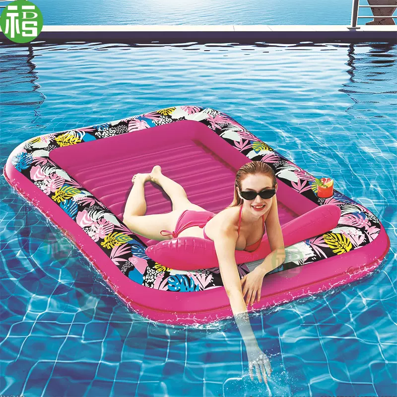 成人充气晒黑池泡水浮床草坪戏水玩具发光led水上沙发遮阳罩浮床