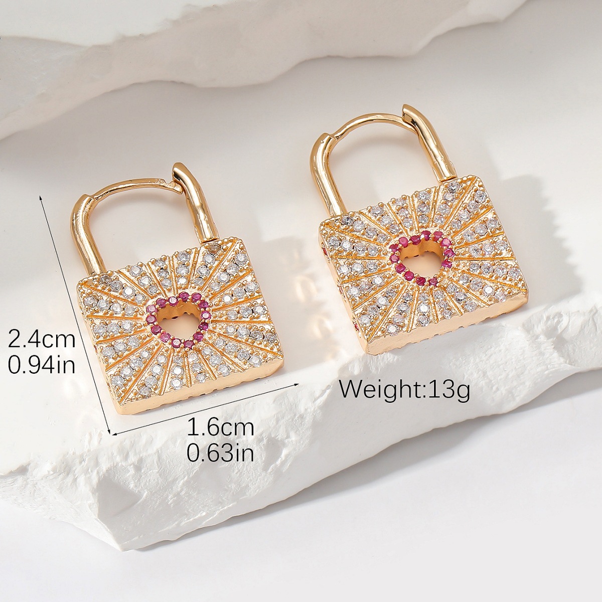 Copper Ear Needle Material 1 Pair Simple Style Classic Style Heart Shape Inlay Copper Zircon Earrings