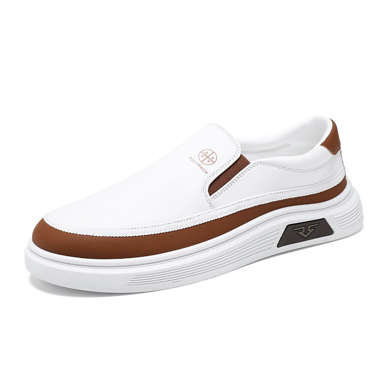 Zapatos de hombre 2025 nuevos zapatos de invierno pequeños zapatos blancos tendencia versátil zapatos de skate de un pie zapatos deportivos casuales de cuero de hombre