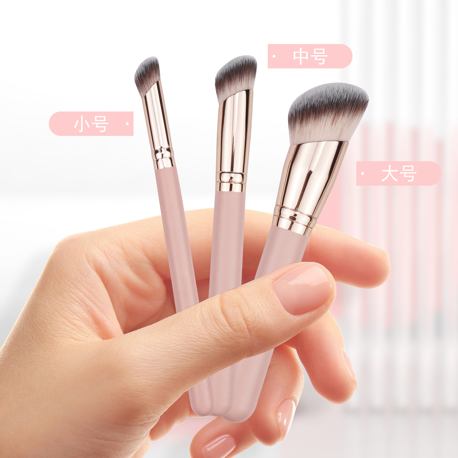 Dedo cepillo de ocultación pendiente cepillo de ocultación inclinado cepillo de base gran pelo suave sin polvo cepillo de base de maquillaje ligero sin marcas