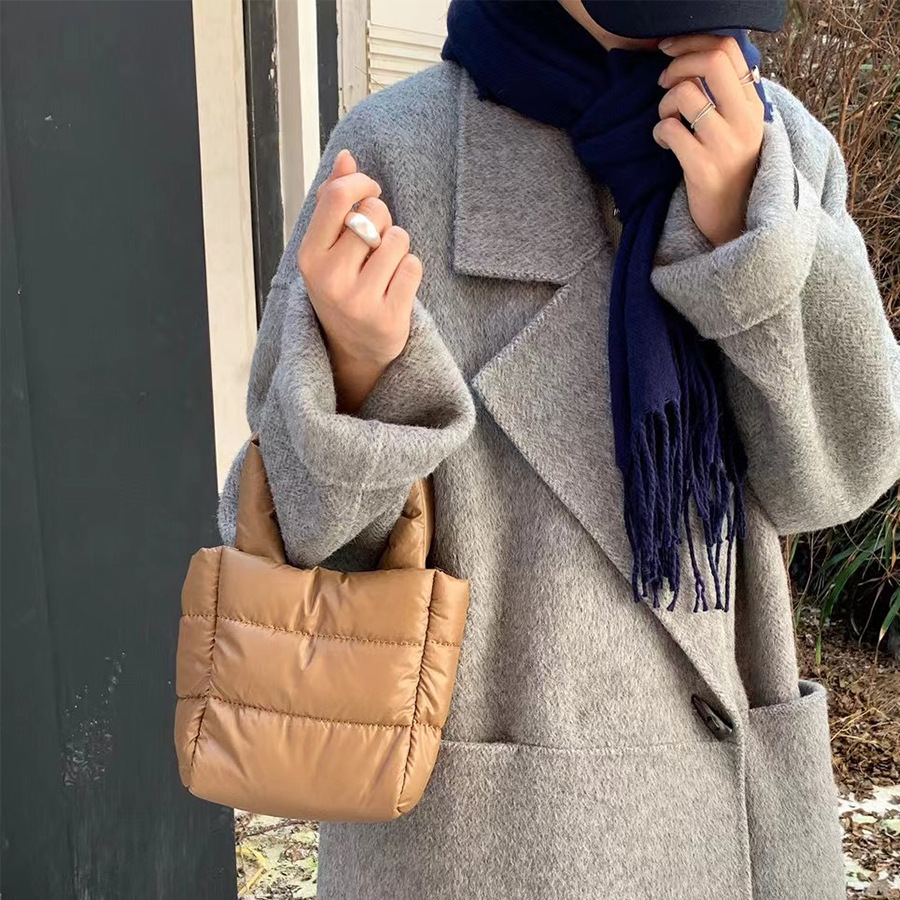 Women's Bags Simple And Lightweight Nylon Down Bag For Women, Personalized Small Cotton Handbag, Versatile Sewing Shoulder Messenger Bag_voghion.com