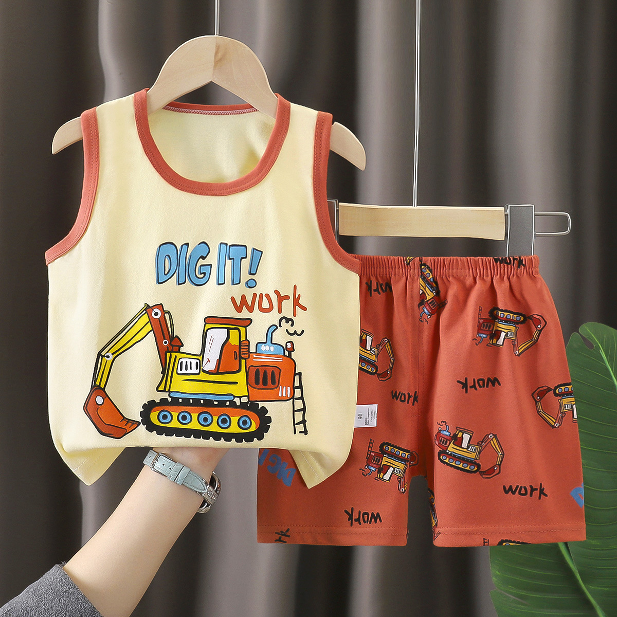 子供ベストセット純綿女の子夏服韓国風子供服新 2025 夏男の子ツーピースセット卸売