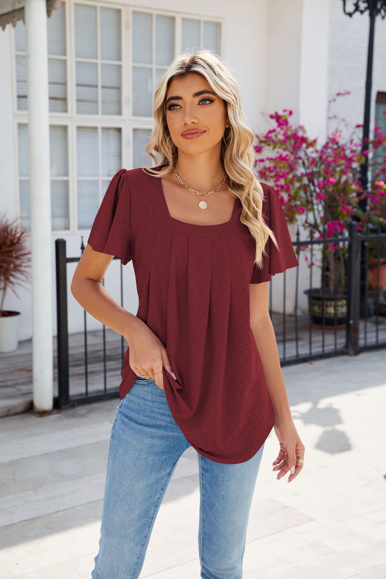 Women's T-shirt Short Sleeve T-Shirts Casual Solid Color display picture 17