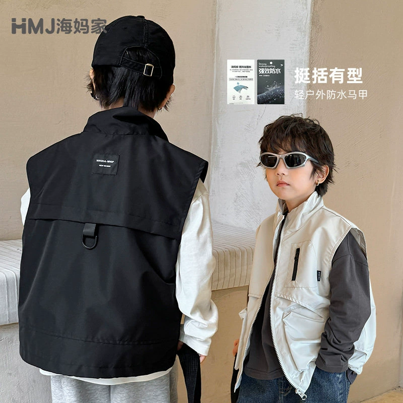 Детская одежда Haima, весна 2026, новый стиль, жилет для мальчиков, стильная куртка для детей старшего возраста, весенний жилет без рукавов