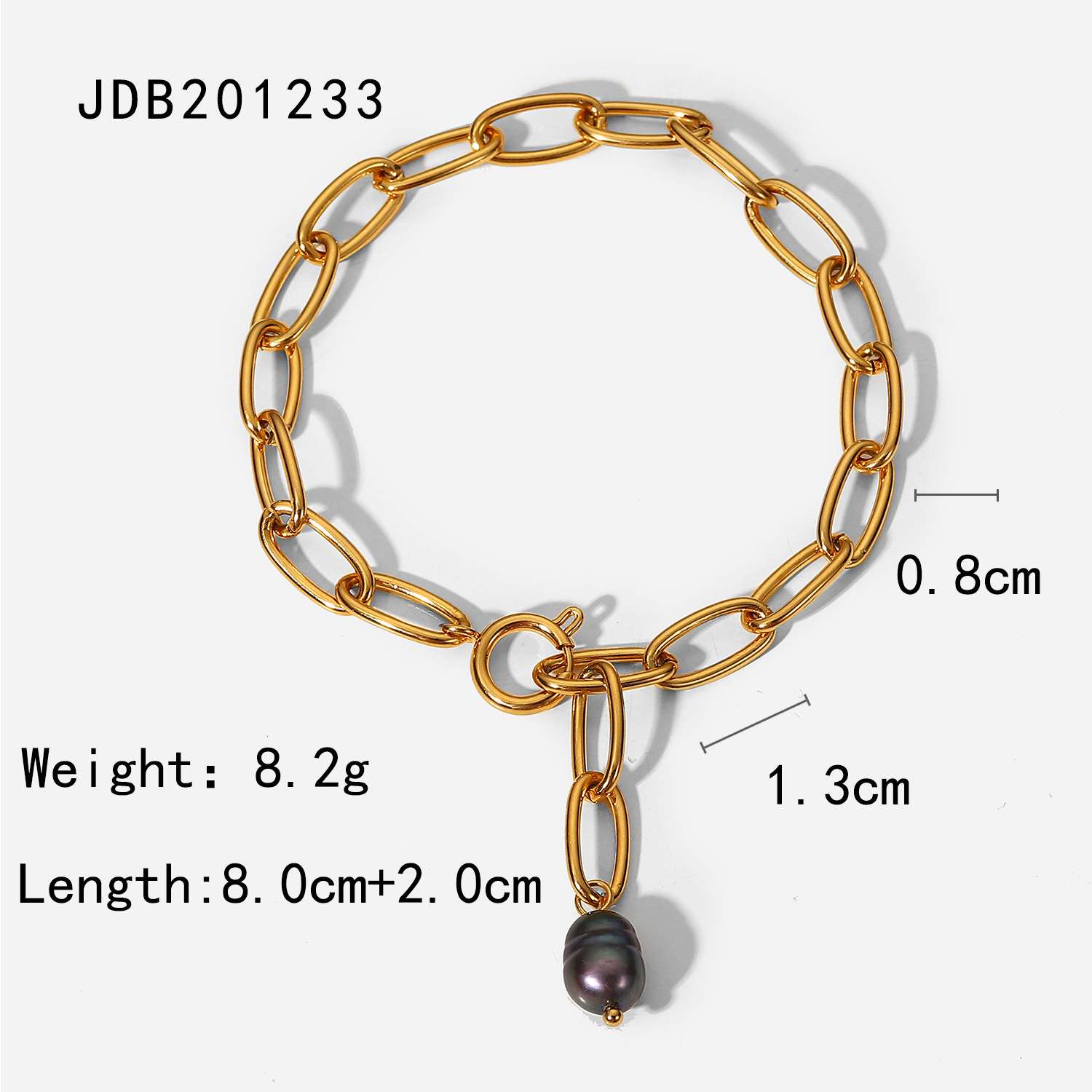 Retro Style Black Pearl Pendant 18k Gold-plated Stainless Steel Bracelet display picture 4
