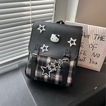 日系ins学院风格纹KT猫Y2K手提双肩包包小众大容量背包女学生书包