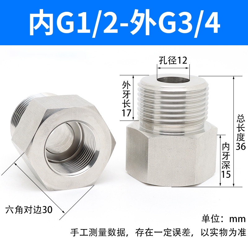 304 / 316L acero inoxidable conector de conversión de alambre interno y externo medidor de presión rosca M20 / 14 * 1.5 rotación 234 núcleo
