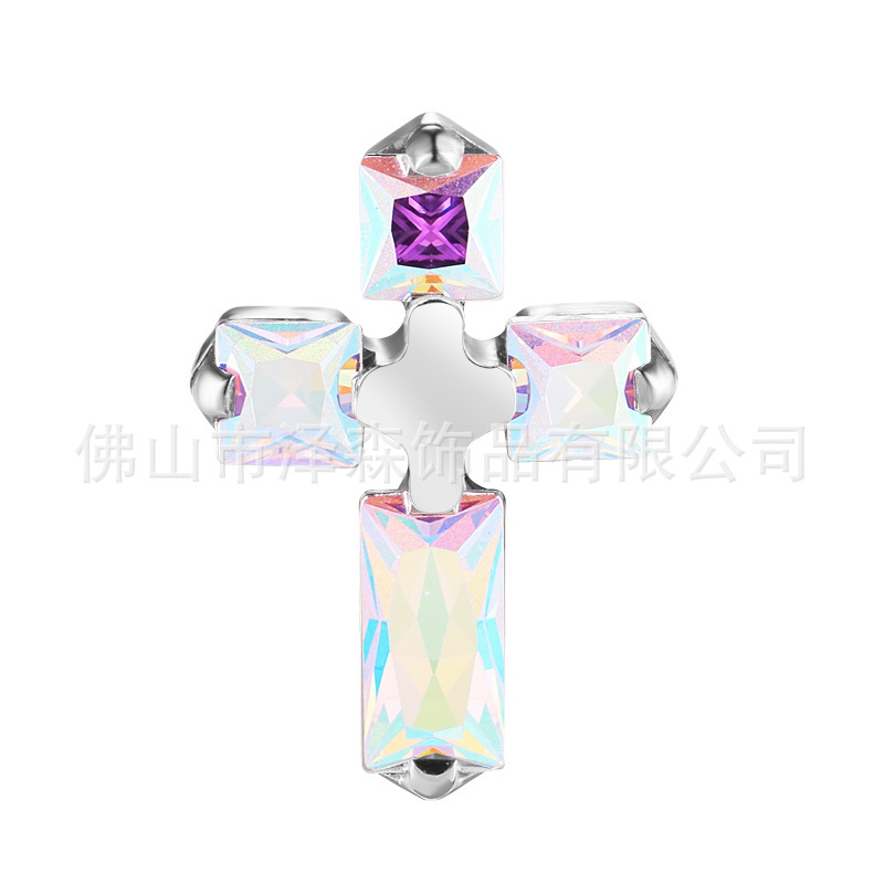 F136 Titanium Alloy Earrings Cross Diamond Lip Nail Inlaid Zircon Ear Bone Nail Body Piercing Jewelry detail image 8