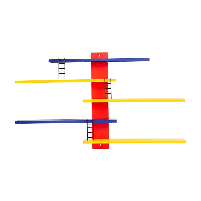 Wall-Mounted Minifigure Display Stand, Handmade Mondrian Frame, 63×36.5 cm
