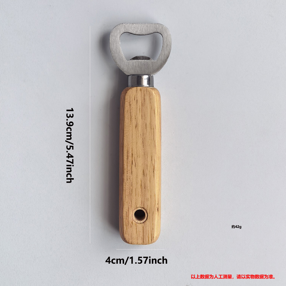 Acero inoxidable transfronterizo mango de madera cerveza abrebotellas casera abrebotellas portátil de madera maciza herramientas de cocina creativas