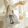 Fashionable capacious trend organizer bag with bow, one-shoulder bag, drawstring