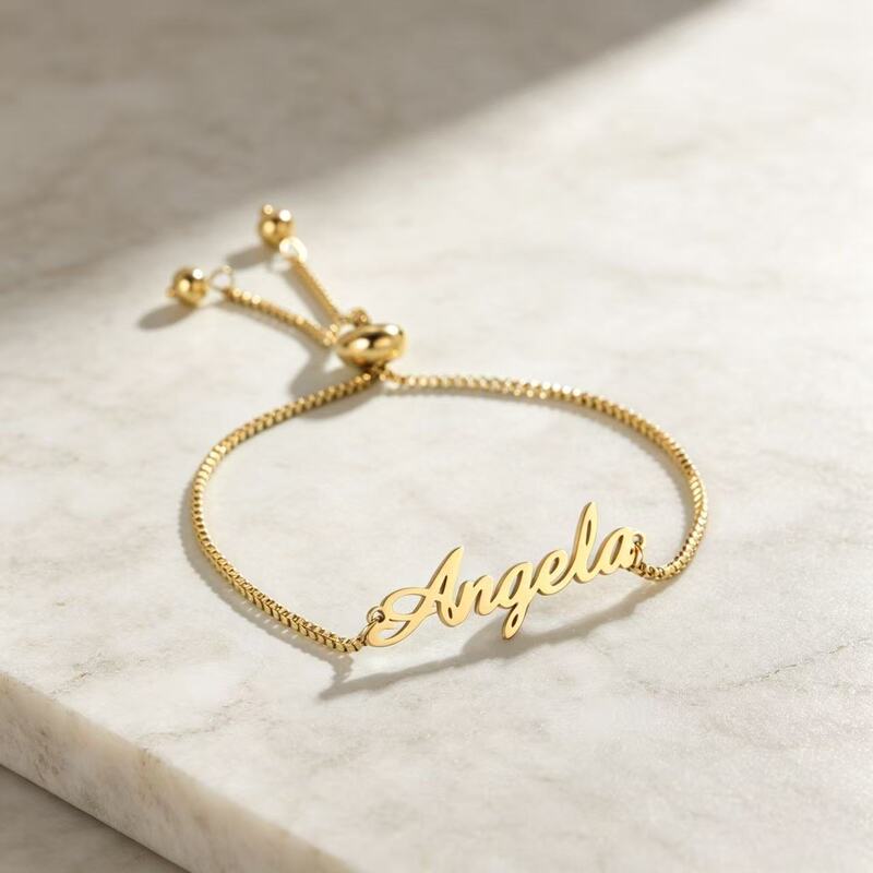 Cross-Border Hot-Selling Adam Letter Pull-Out Bracelet Titanium Steel Adjustable Fresh Sweet Versatile Women's Jewelry Wholesale