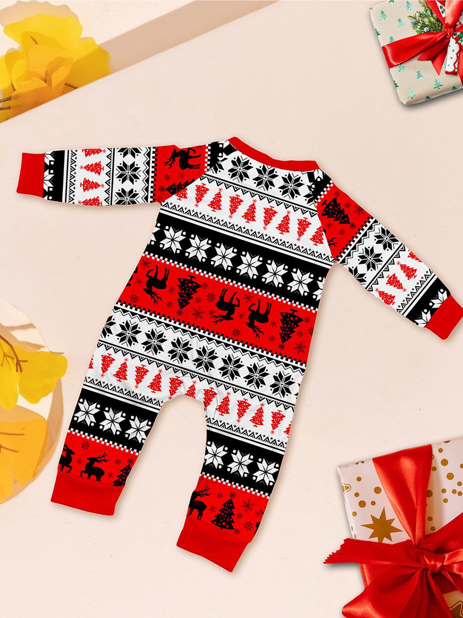 Robe de famille de Noël imprimée, pyjama, robe de maison, lettres de flocon de neige, Père Noël, cerf_voghion.com
