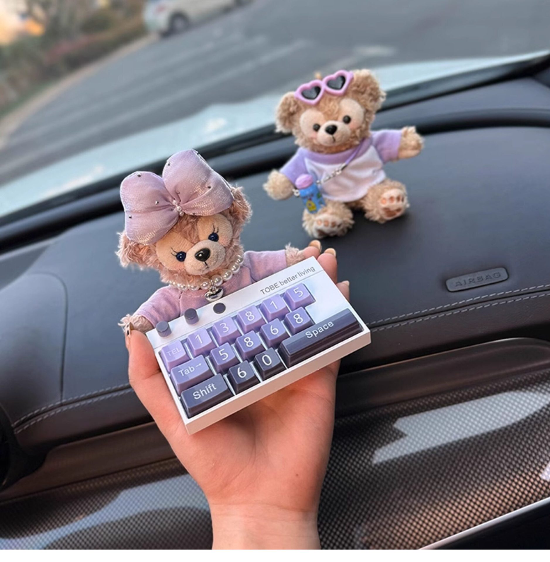 High-End Purple Color Temporary Parking Sign, Cute Shirley Rose Moving Car Number Plate, Multifunctional Car Interior Decoration