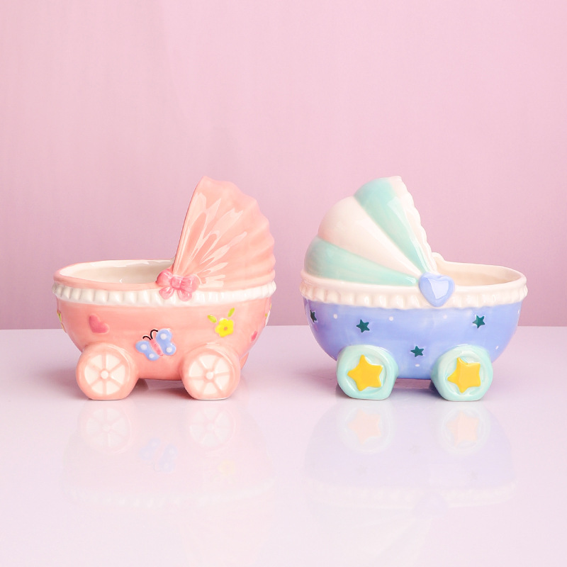 Gran creativo de cerámica decoración cochecito lindo joyería hámster Oso Oro caja almacenamiento maceta regalo decorativo