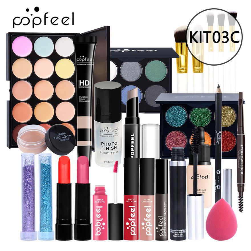 Traje europeo y americano sombra de ojos maquillaje conjunto completo principiante estudiante novato conjunto completo caja de regalo de maquillaje ligero combinación de cosméticos sombra de ojos