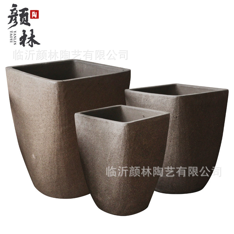 Cuadrado boca redondo fondo maceta de cerámica gruesa arena púrpura ventilación de cerámica interior balcón verde decoración maceta de gran calibre combinación maceta