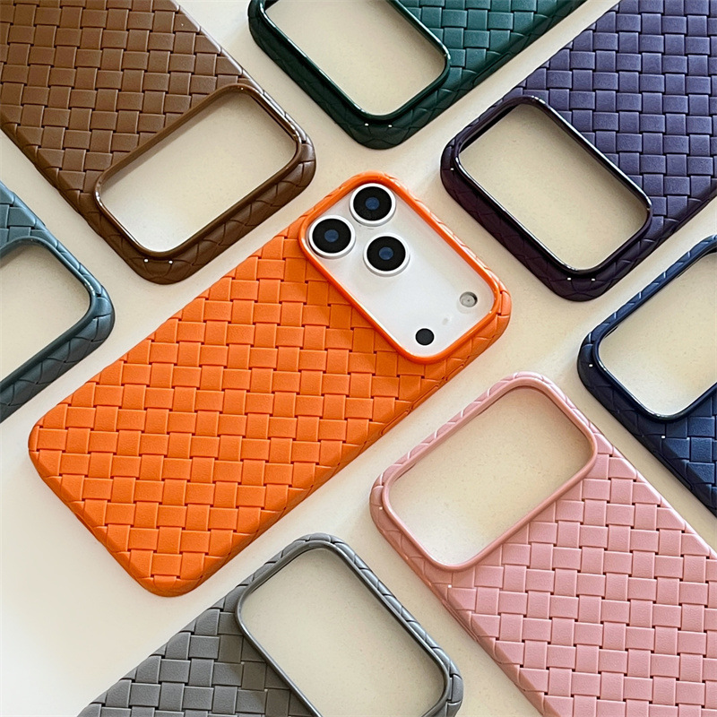 New Woven Pattern Iphone17Pro Mobile Phone Case Suitable for Apple 17/16 Simple 1514 Cross-Border 13 Orange 12