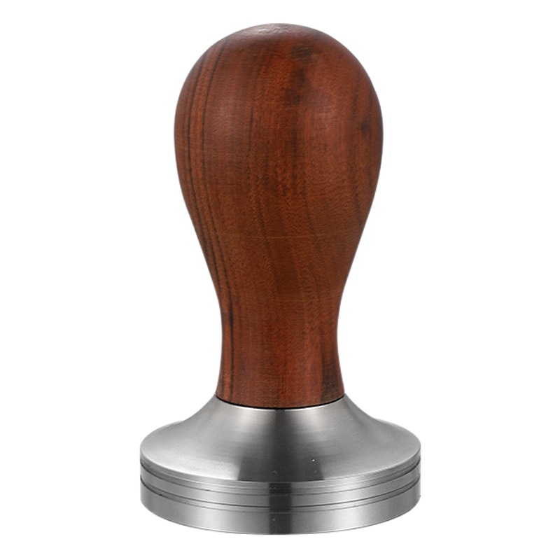 Prensador de café de madera maciza, martillo para café de acero inoxidable 304 con mango de madera maciza de 58mm, martillo sólido para máquina de café.