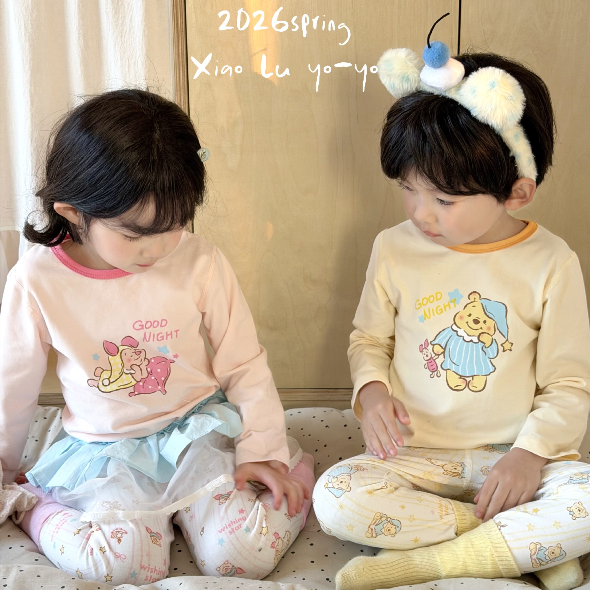 【云柔莱卡棉】小鹿柔柔新款儿童家居服卡通睡衣四季薄款长袖长裤