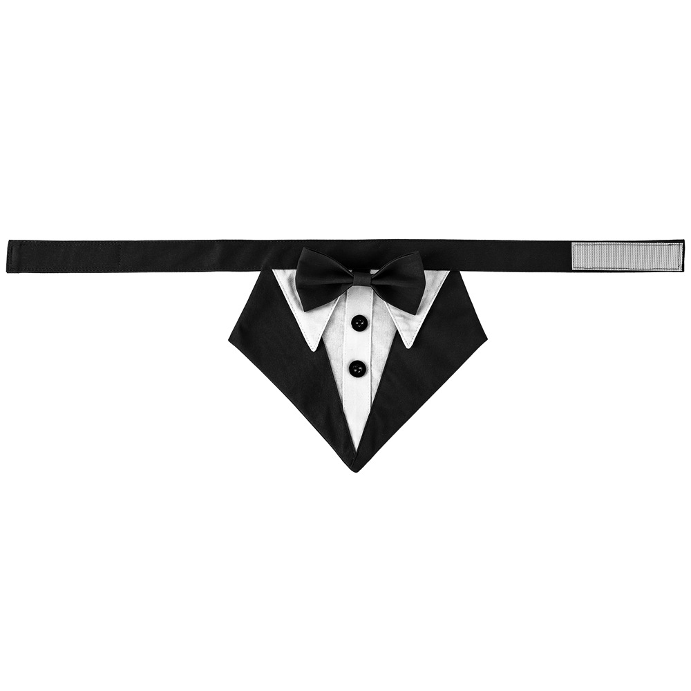 Fábrica en stock transfronterizo nuevo traje de rayas para mascotas toalla triangular guapo Toalla de saliva para mascotas Toalla de triángulo de boda