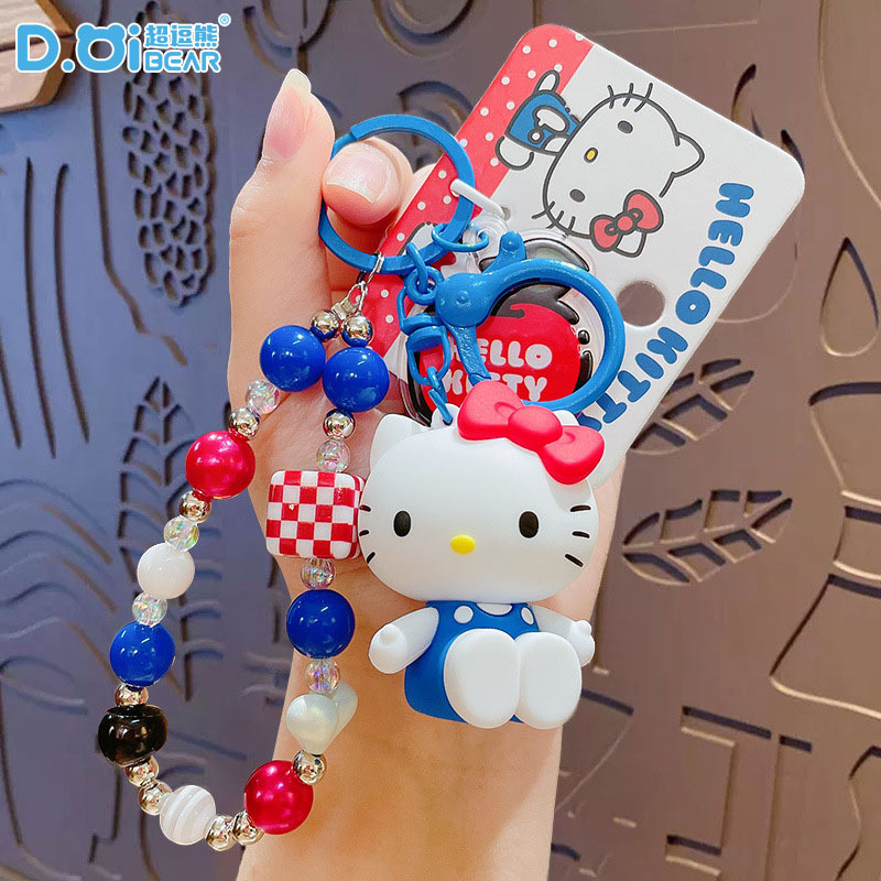 本物のサンリオハローキティビーズチェーンスクールバッグペンダント kt 猫クリエイティブ人形人形キーホルダーチェーン|undefined