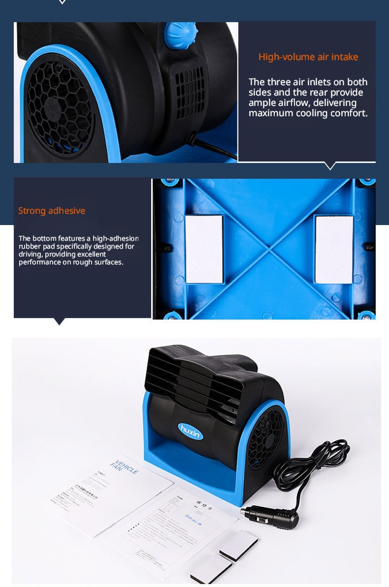 Huxin Car Bladeless Fan 12V24V Silent Car Air Conditioning Fan Adjustable Speed Turbo Fan 301 302