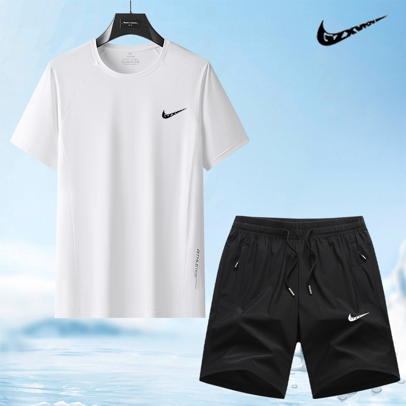 Summer Thin Loose-Fitting Men's Casual Sports Suit Breathable Ice Silk Quick-Drying Two-Piece Set Men's Plus Size Men's Clothing Summer Thin Loose-Fitting Men's Casual Sports Suit Breathable Ice Silk Quick-Drying Two-Piece Set Men's Plus Size Men's Clothing