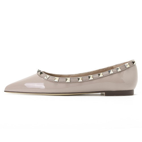 ladysheels shallow rivet pointed toe flat shoes 2024 summer new style commuting all-match one-legged shoes