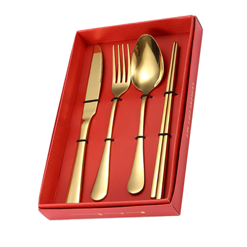 황금젓가락 4개 세트(빨간색 상자)