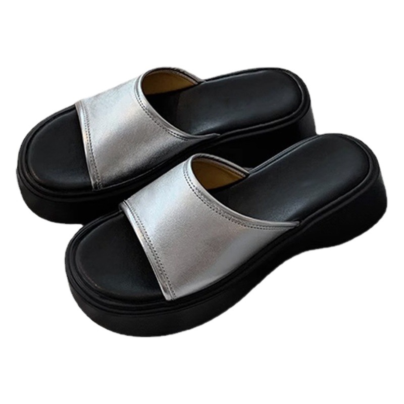 Uva mamá verano nueva moda grueso inferior exterior desgaste grueso inferior sandalias de superficie ancha casual slip-on zapatillas para mujeres
