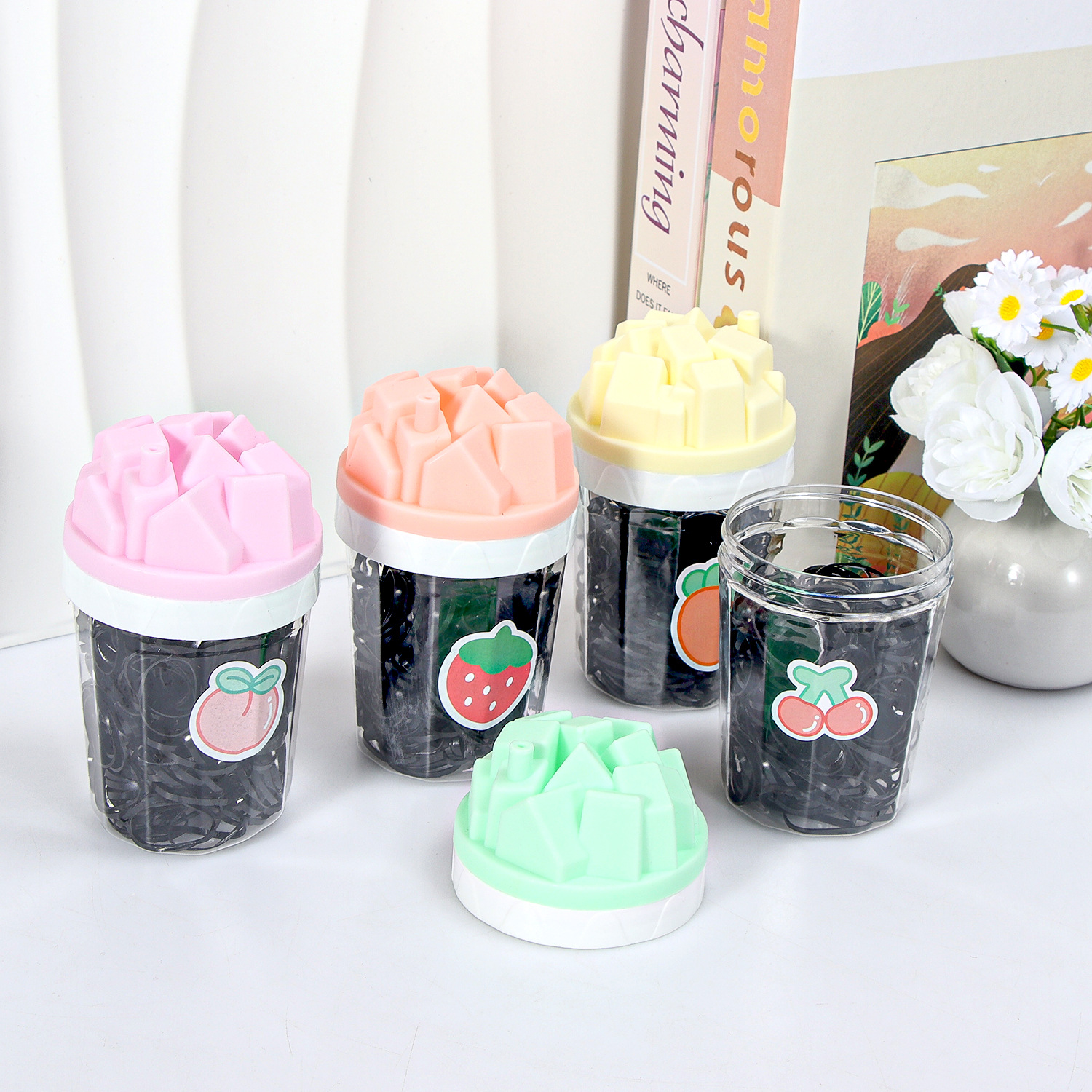 Banda de goma negra para niños, alto valor elástico, duradero, lazo para el cabello, no daña el cabello, anillo para el cabello de goma, accesorios para la cuerda para la cabeza, puesto