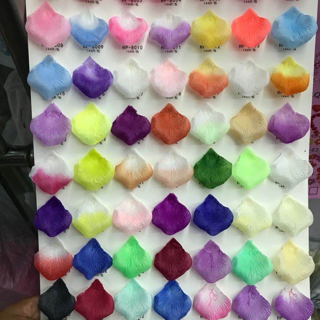 En stock al por mayor simulación pétalos de rosa mano-tirar flor boda habitación boda cama vacaciones decoración no tejido pétalos 144 piezas/bolsa