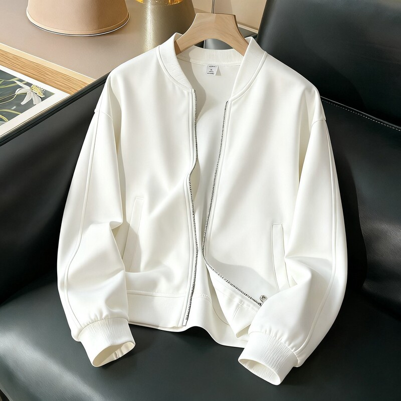 Stand Collar Zipper Sweatshirt Cardigan Short Jacket Women's Spring and Autum Loose Casual Sports Petite Jacket Baseball Uniform