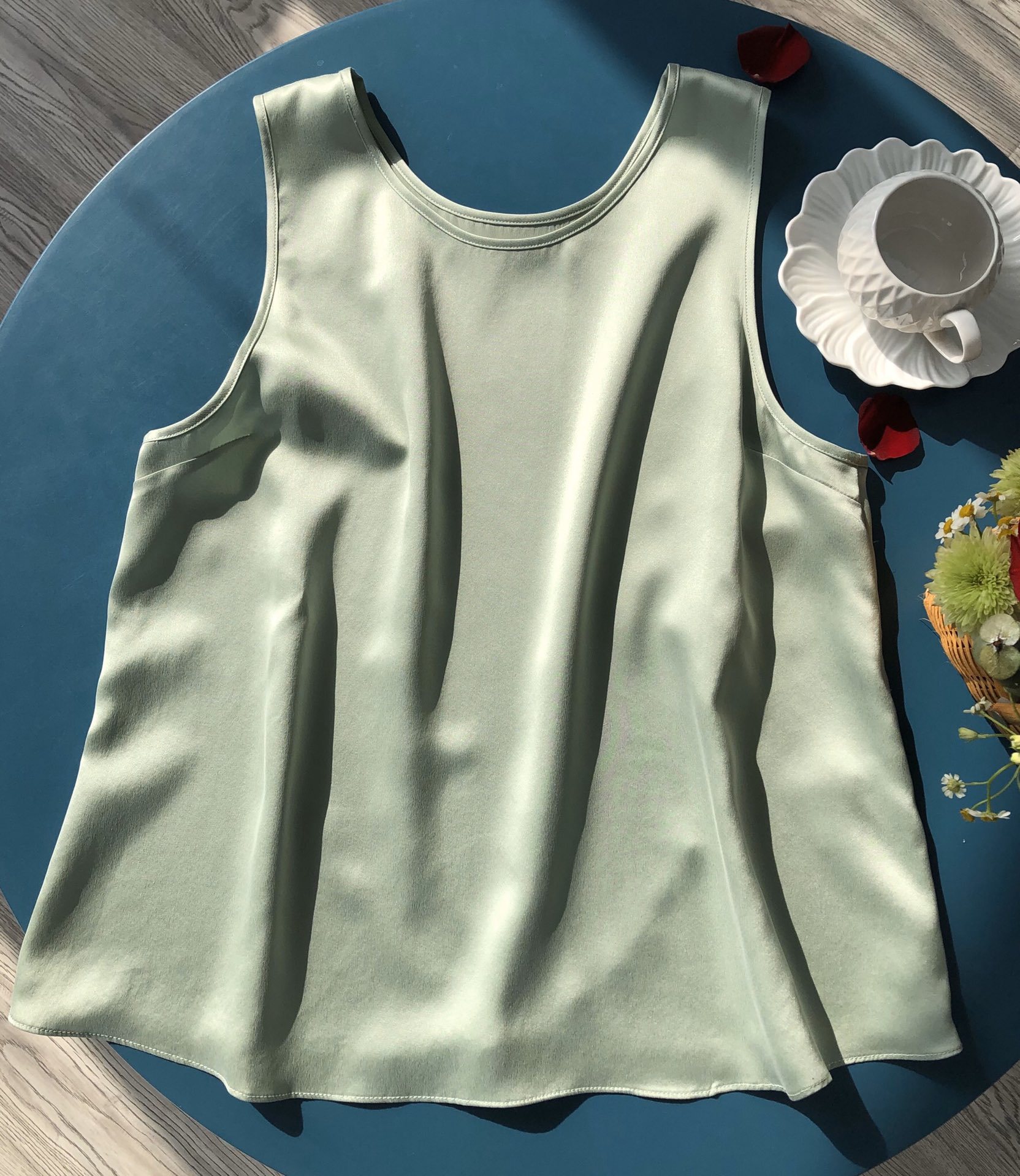 민소매 조끼 민트 그린