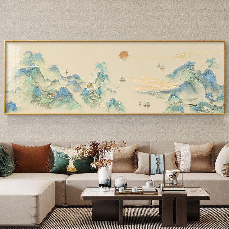 沙发办公室中式图新装饰画背景墙壁画客厅书房山水画千里挂画江山|undefined