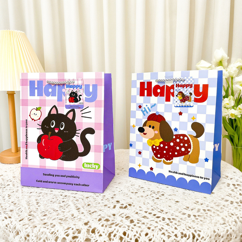 Art Cartoon Gift Bag Ins High-End Kidsren's Design Exquisite Gift Paper Bag Birthday Handbag Wholesale