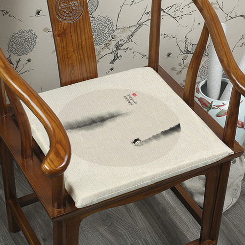 T9J5 wholesale new Chinese Zen ink style tea room chair cushion red solid wood circle chair official chair cushion thickened sponge available