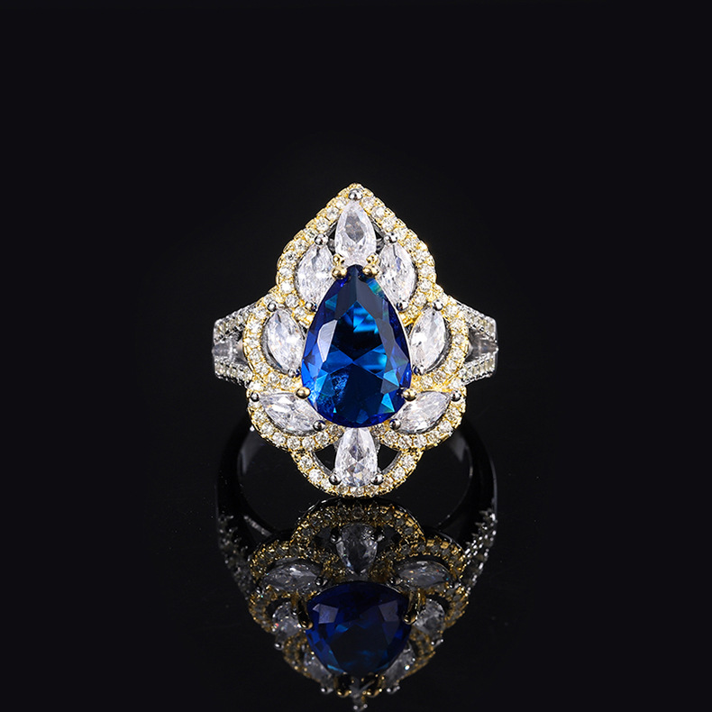 Fashion Water Droplets Copper Inlay Zircon Rings 1 Piece