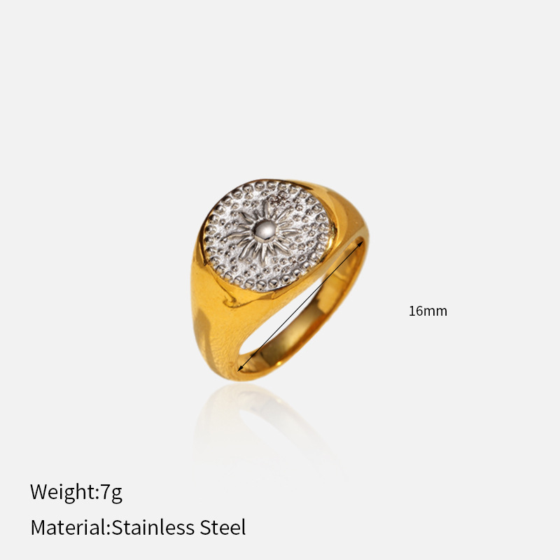 Anillo cerrado de acero titanio transfronterizo europeo y americano de Chenhé Jewelry, chapado en PVD con oro real de 18k, anillo de acero inoxidable que conserva el color, en stock. image 8
