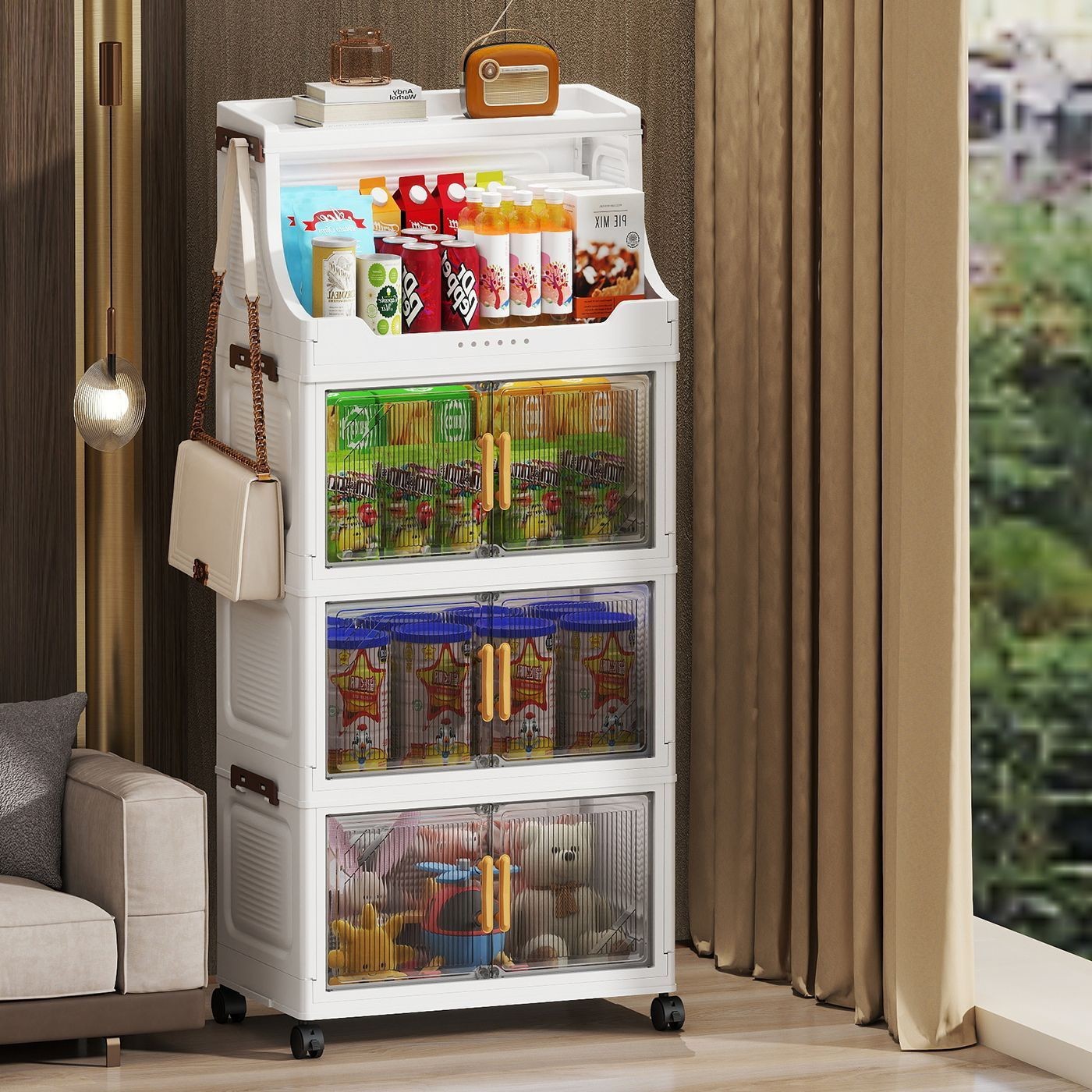 Cross-Border Folding Storage Shelves for Living Room, Bathroom, Kitchen, Multi-Layer Storage Shelves for Home Use