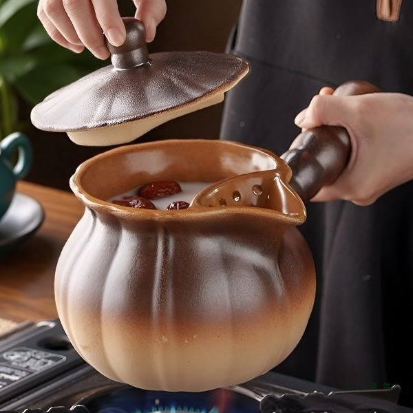 Heat-Resistant Ceramic Pot with Lid for Open Flame, Suitable for Brewing Tea, Milk Tea, or Stewing Pear Flower Tea