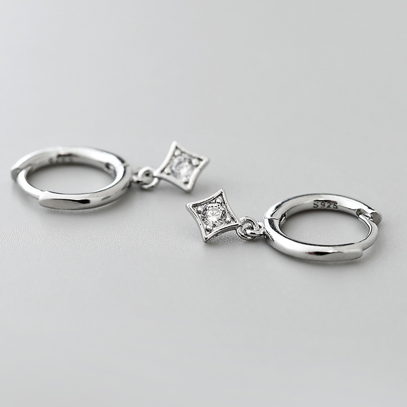 simple square zircon pendant ear clip wholesale Nihaojewelrypicture5