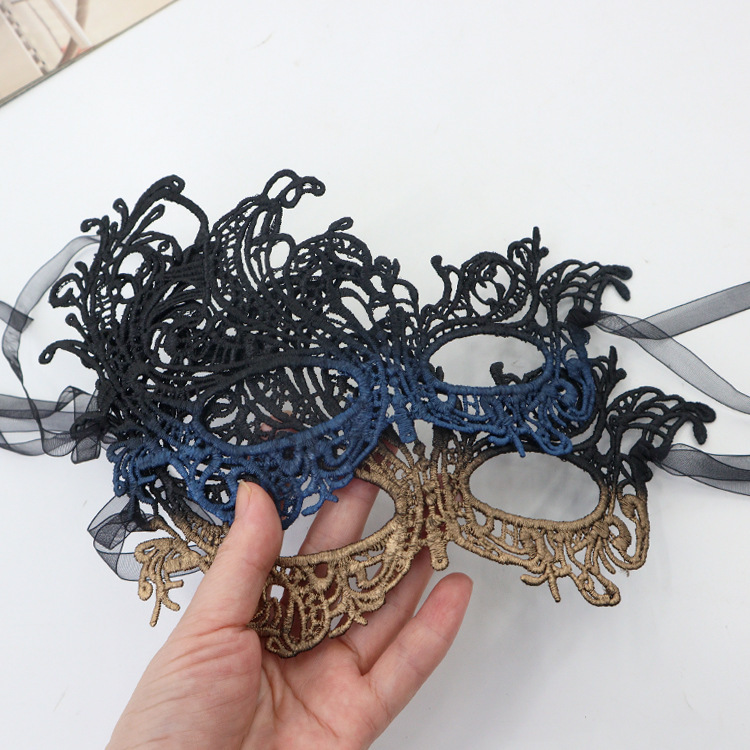 Amazon transfronterizo Halloween nuevos productos de color gradiente de encaje de Phoenix máscara de mitad de cara máscara de maquillaje de baile máscara TK