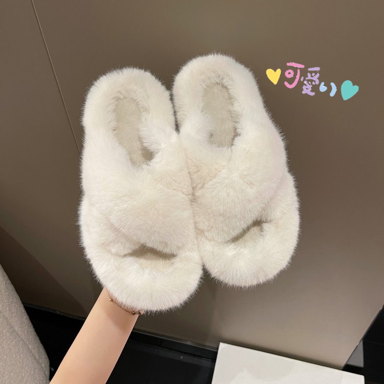 毛毛拖鞋女外穿网红松糕厚底增高显瘦仙女风百搭一字拖毛面拖鞋