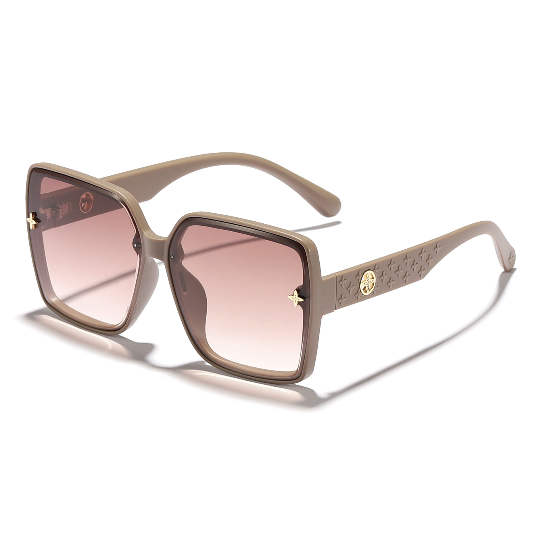 Nuevas gafas de sol de color degradado para mujer, marco generoso, patrón de pierna ancha, gafas de sol de alta gama simples, Douyin mismo estilo