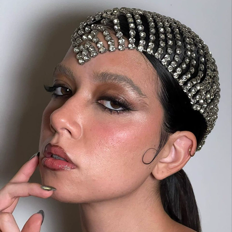 Новая многослойная цепочка для волос через границу, головной убор со стразами, персонализированные аксессуары для сцены, подиума, женская цепочка для волос